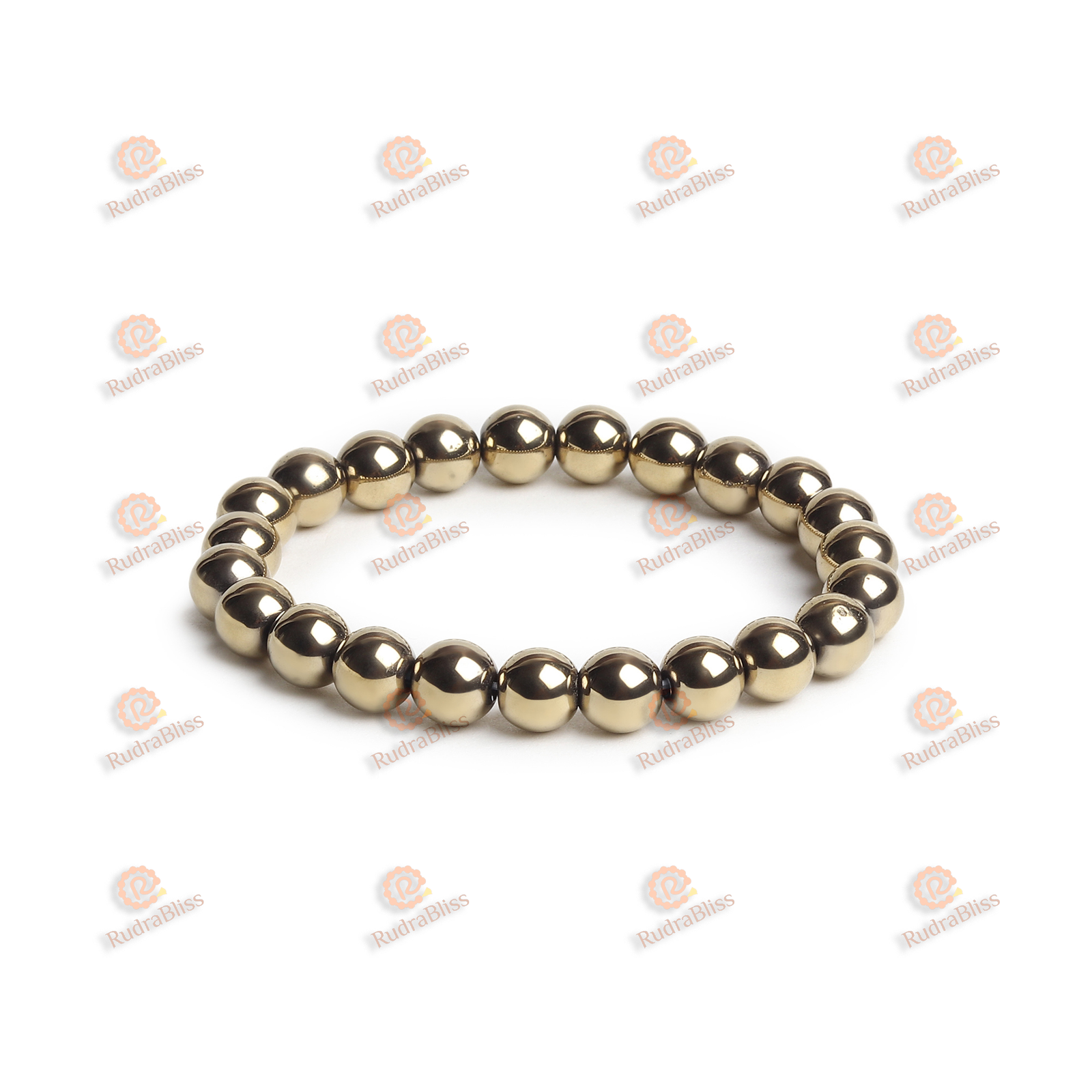Golden Pyrite Stone Bracelet - 8mm Beads
